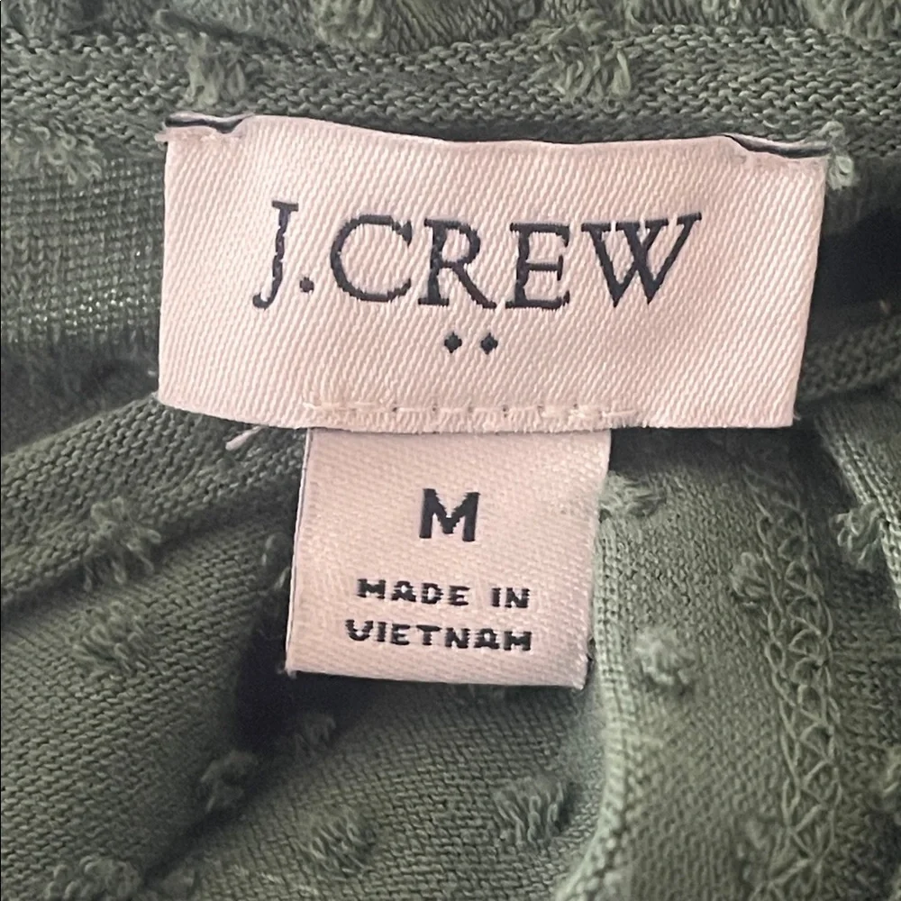 J Crew Clip-dot smocked-neck long sleeve V neck green top blouse size M - Picture 8 of 11